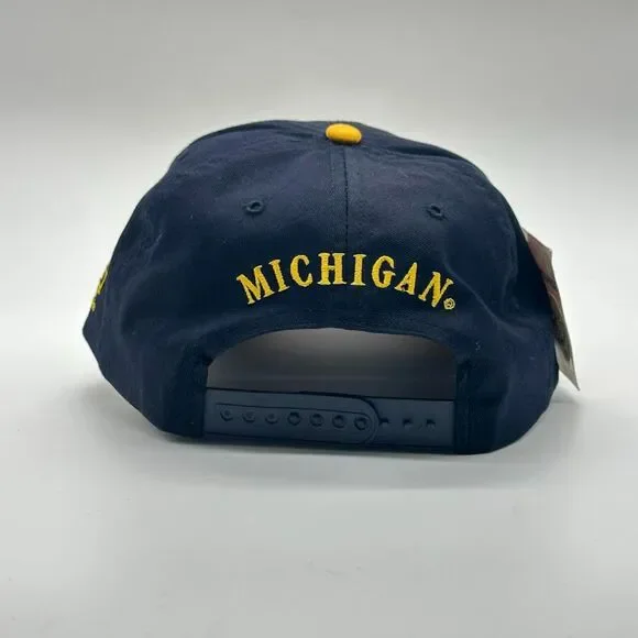 Vtg NWT Wolverines Hat Football U of Michigan Black Yellow Adj Snap Back Cap NEW - Picture 3 of 8